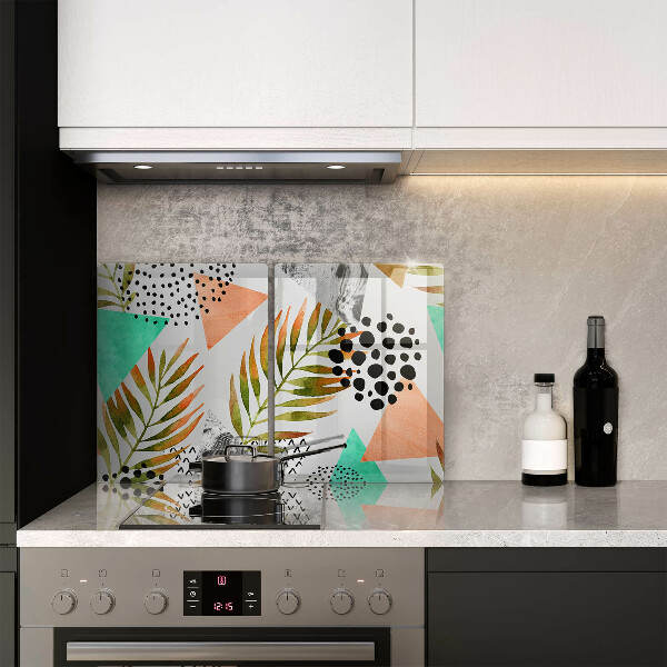Osłona ściany przy kuchence gazowej Wzór boho liście