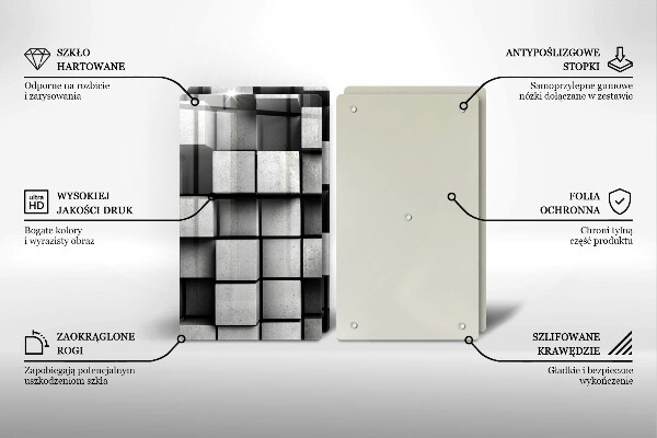 Płyta ochronna na kuchenkę Abstrakcja kwadraty 3D