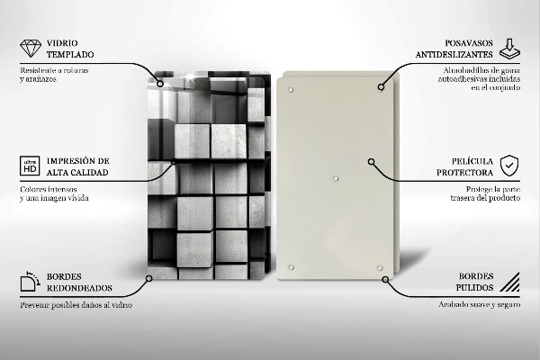 Płyta ochronna na kuchenkę Abstrakcja kwadraty 3D