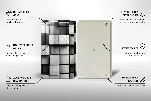 Płyta ochronna na kuchenkę Abstrakcja kwadraty 3D