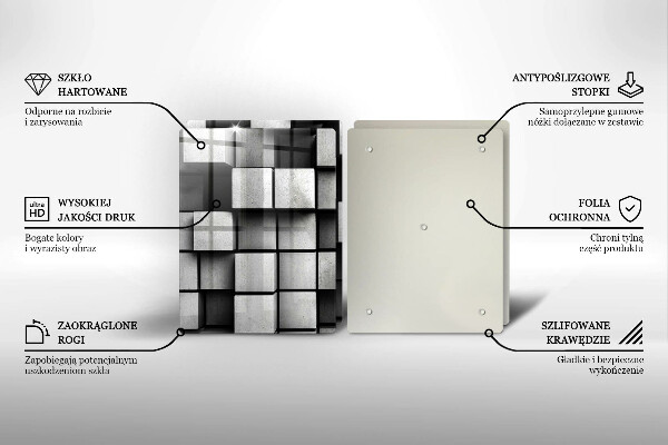 Płyta ochronna na kuchenkę Abstrakcja kwadraty 3D