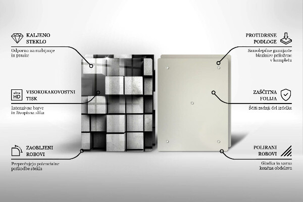 Płyta ochronna na kuchenkę Abstrakcja kwadraty 3D