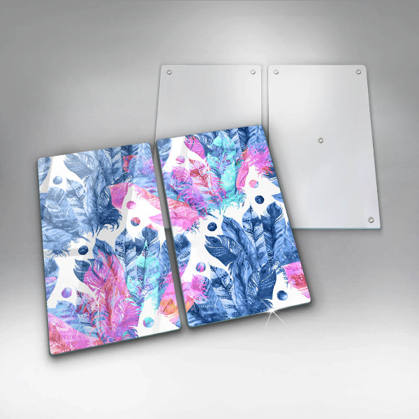 Osłona ściany przy kuchence gazowej Ilustracja boho piórka