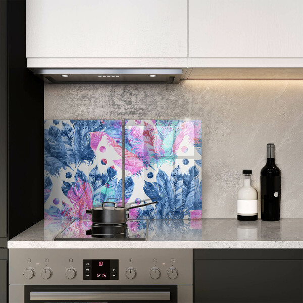 Osłona ściany przy kuchence gazowej Ilustracja boho piórka