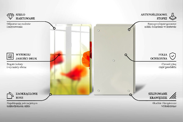 Płyta ochronna na kuchenkę Czerwone kwiaty maki