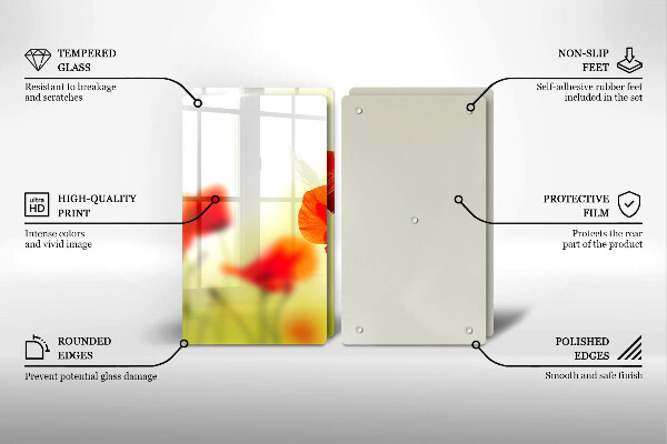 Płyta ochronna na kuchenkę Czerwone kwiaty maki