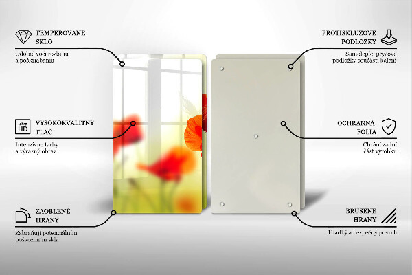 Płyta ochronna na kuchenkę Czerwone kwiaty maki