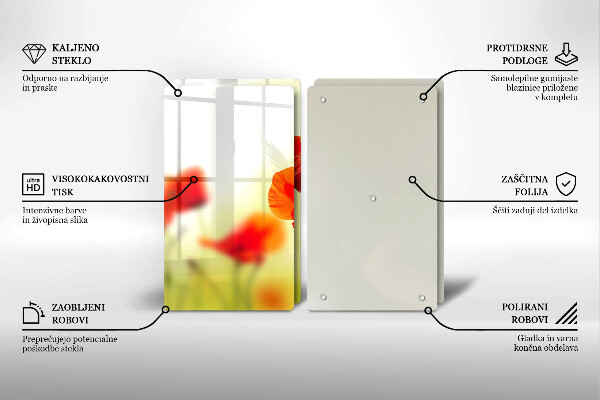 Płyta ochronna na kuchenkę Czerwone kwiaty maki