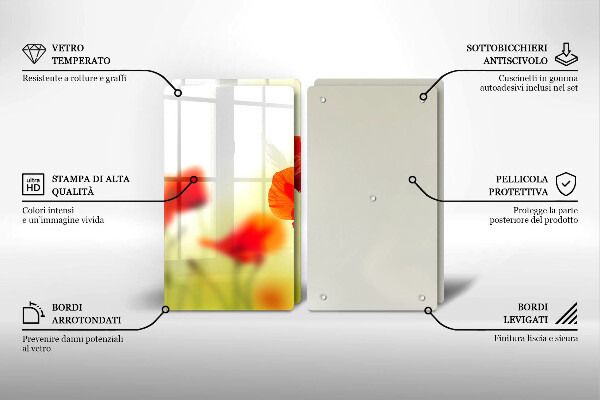 Płyta ochronna na kuchenkę Czerwone kwiaty maki