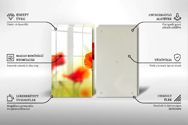 Płyta ochronna na kuchenkę Czerwone kwiaty maki