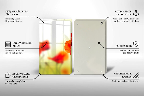 Płyta ochronna na kuchenkę Czerwone kwiaty maki