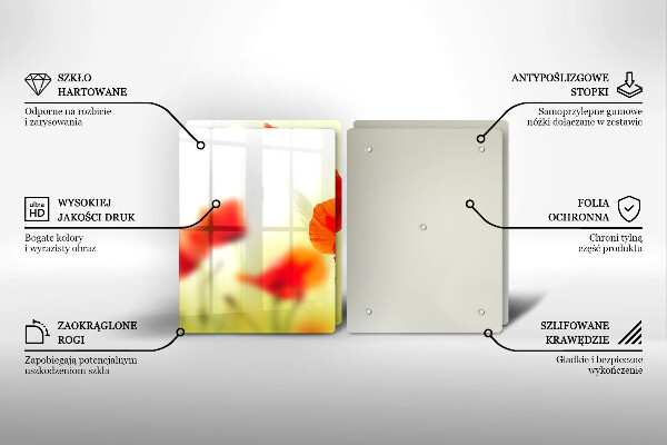 Płyta ochronna na kuchenkę Czerwone kwiaty maki