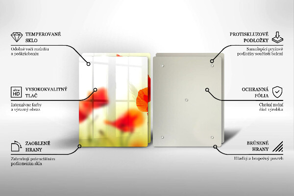 Płyta ochronna na kuchenkę Czerwone kwiaty maki