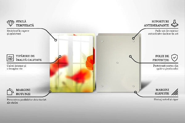 Płyta ochronna na kuchenkę Czerwone kwiaty maki