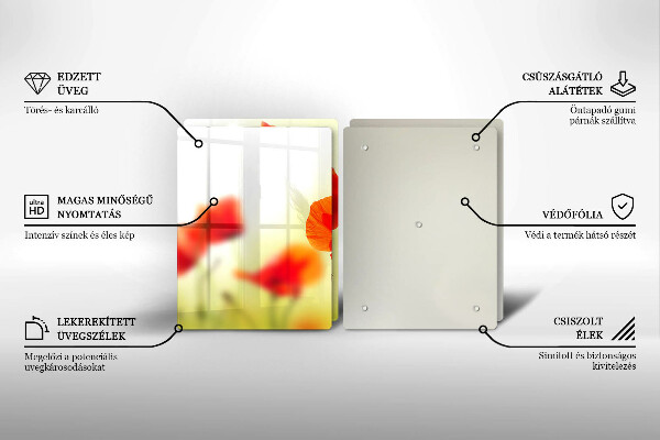 Płyta ochronna na kuchenkę Czerwone kwiaty maki