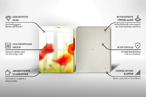 Płyta ochronna na kuchenkę Czerwone kwiaty maki