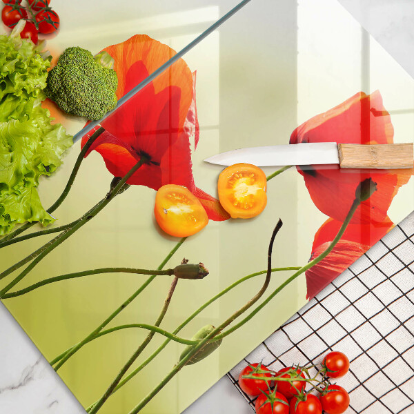 Płyta ochronna na kuchenkę Czerwone kwiaty maki