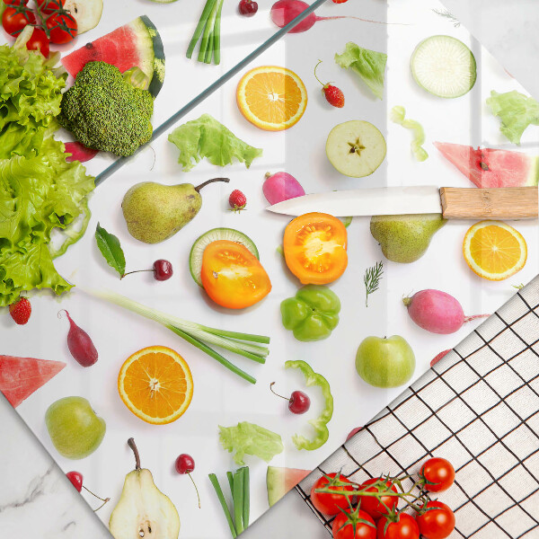 Osłona ściany przy kuchence gazowej Wzór owoce i warzywa