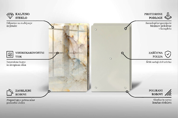 Osłona ściany przy kuchence gazowej Tekstura marmur ze złotem