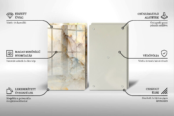 Osłona ściany przy kuchence gazowej Tekstura marmur ze złotem