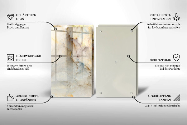 Osłona ściany przy kuchence gazowej Tekstura marmur ze złotem