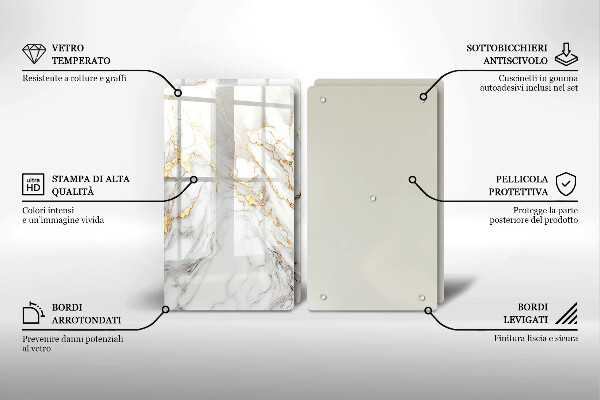 Osłona ściany przy kuchence gazowej Jasny marmur ze złotem