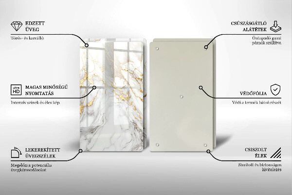 Osłona ściany przy kuchence gazowej Jasny marmur ze złotem