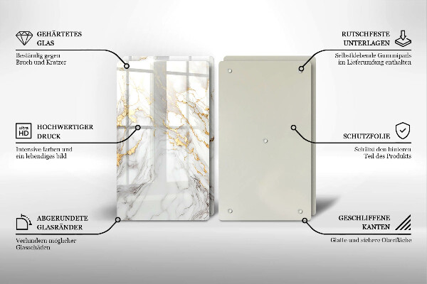 Osłona ściany przy kuchence gazowej Jasny marmur ze złotem