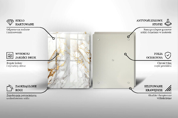 Osłona ściany przy kuchence gazowej Jasny marmur ze złotem