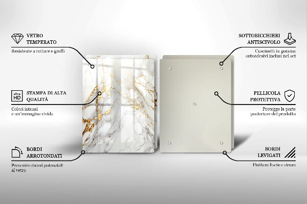 Osłona ściany przy kuchence gazowej Jasny marmur ze złotem