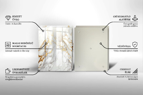 Osłona ściany przy kuchence gazowej Jasny marmur ze złotem