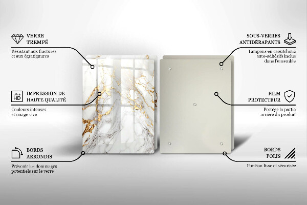 Osłona ściany przy kuchence gazowej Jasny marmur ze złotem