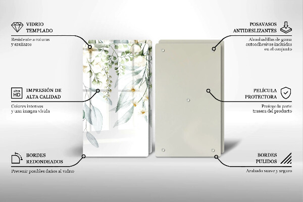 Osłona ściany przy kuchence gazowej Akwarelowe rośliny