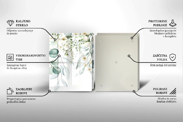 Osłona ściany przy kuchence gazowej Akwarelowe rośliny