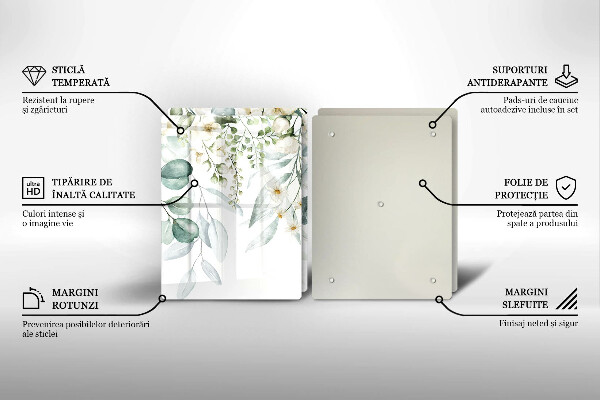 Osłona ściany przy kuchence gazowej Akwarelowe rośliny