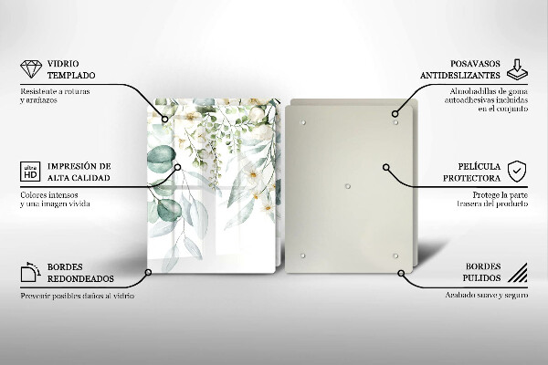 Osłona ściany przy kuchence gazowej Akwarelowe rośliny