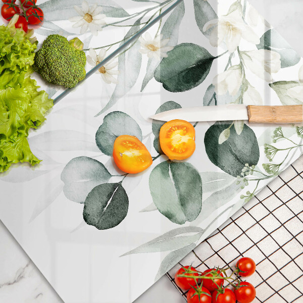 Osłona ściany przy kuchence gazowej Akwarelowe rośliny