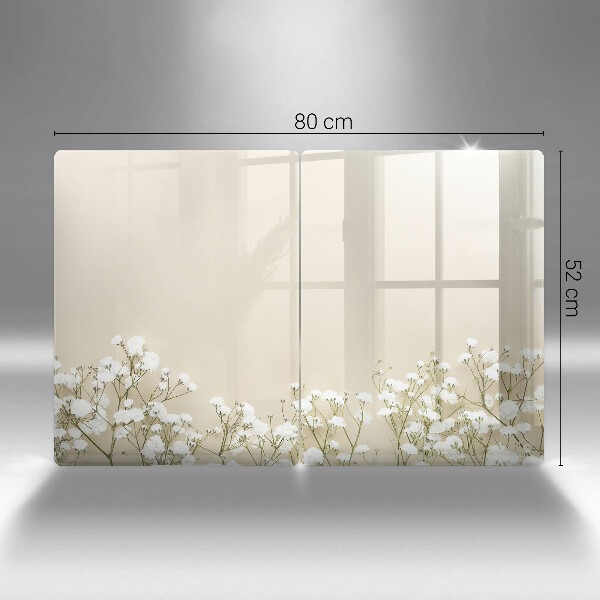 Osłona ściany przy kuchence gazowej Gipsówka boho kwiaty