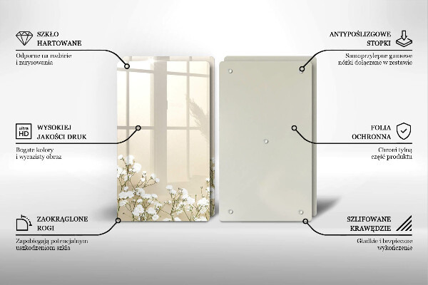 Osłona ściany przy kuchence gazowej Gipsówka boho kwiaty