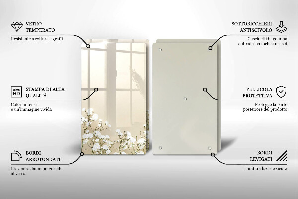 Osłona ściany przy kuchence gazowej Gipsówka boho kwiaty