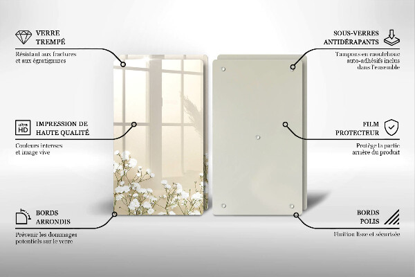 Osłona ściany przy kuchence gazowej Gipsówka boho kwiaty