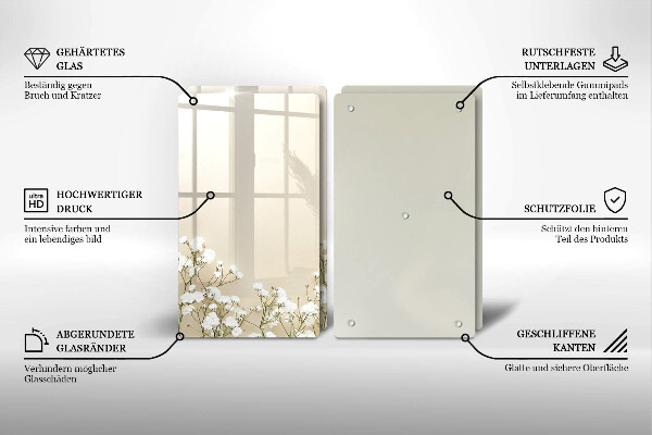 Osłona ściany przy kuchence gazowej Gipsówka boho kwiaty