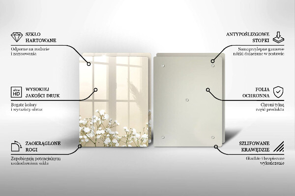 Osłona ściany przy kuchence gazowej Gipsówka boho kwiaty