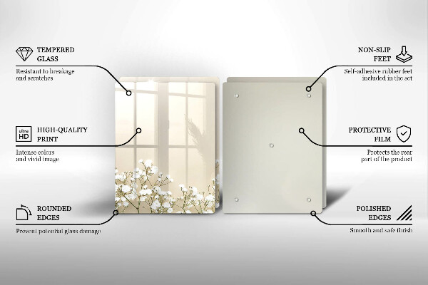 Osłona ściany przy kuchence gazowej Gipsówka boho kwiaty