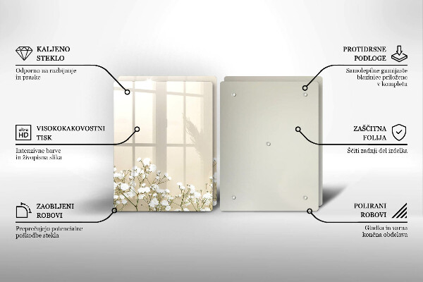 Osłona ściany przy kuchence gazowej Gipsówka boho kwiaty