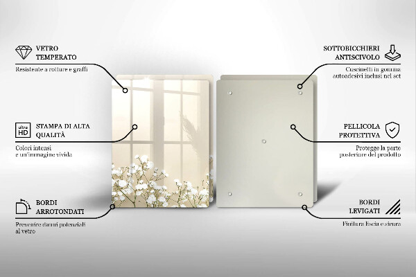 Osłona ściany przy kuchence gazowej Gipsówka boho kwiaty