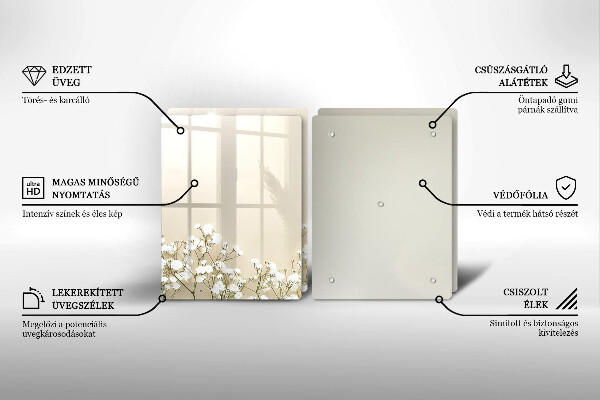 Osłona ściany przy kuchence gazowej Gipsówka boho kwiaty