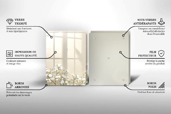 Osłona ściany przy kuchence gazowej Gipsówka boho kwiaty