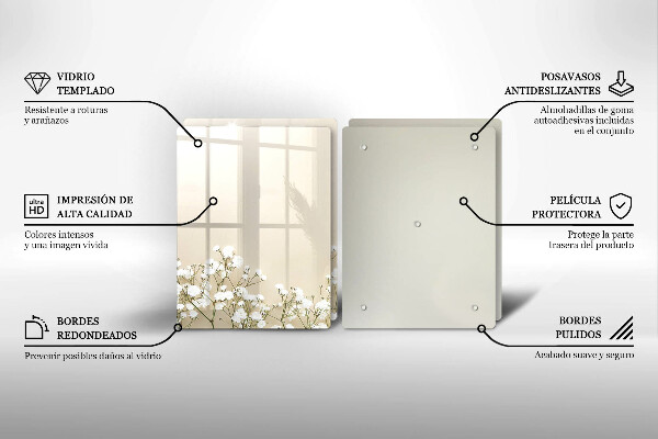 Osłona ściany przy kuchence gazowej Gipsówka boho kwiaty