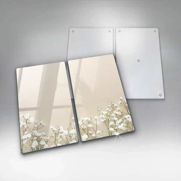 Osłona ściany przy kuchence gazowej Gipsówka boho kwiaty